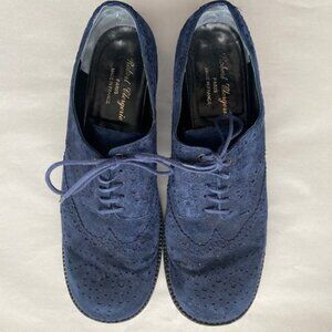 Robert Clergerie Blue Suede Wingtip Oxfords Brogues Leather Size 9